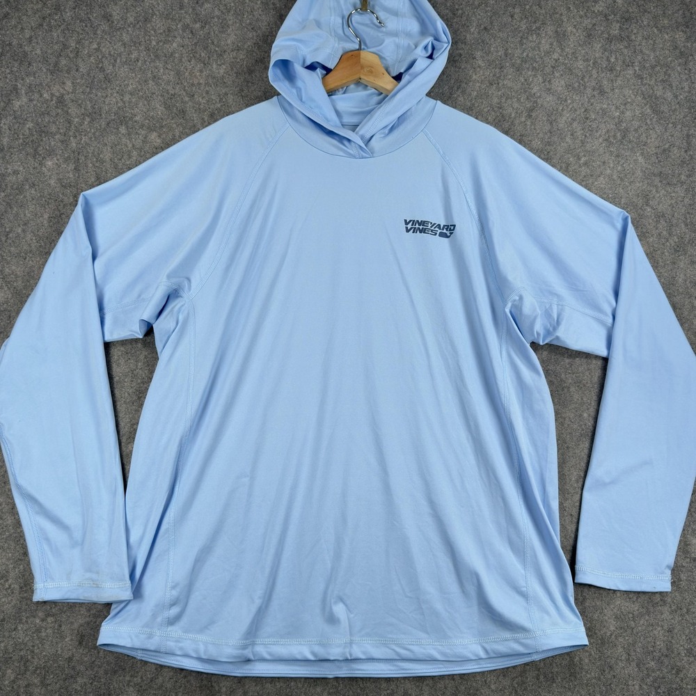 Vineyard Vines Performance Hoodie Shirt Mens Large Blue Mahi Fishing Graphic - Picture 1 of 16